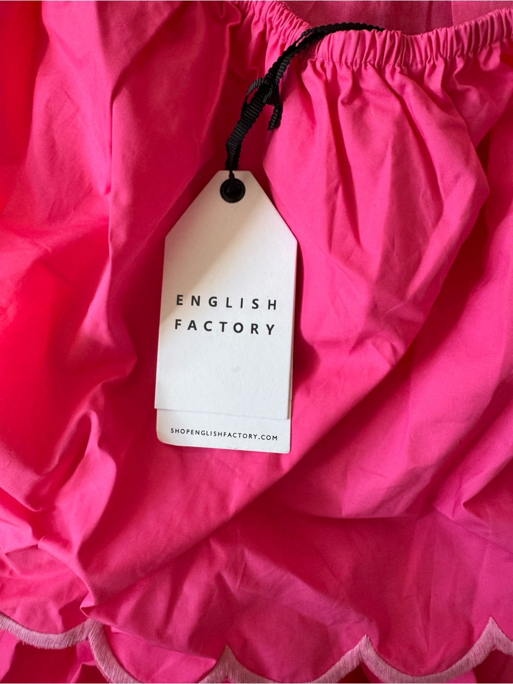 English Factory Hot Pink Tiered Midi Dress with Scalloped Trim - Picture 5 of 6